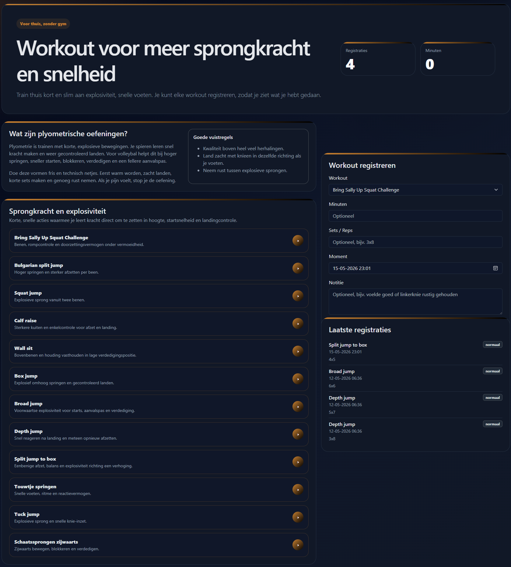 Voorbeeld van Home workout
